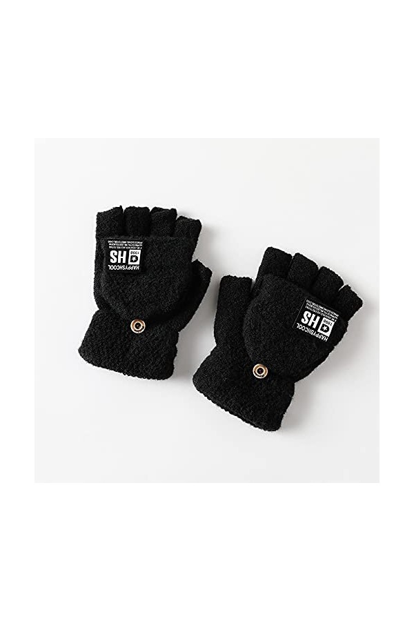 Gants Demi-Doigts en Tricot - Velours Épais Plus Écriture Velours Chaud Gants sans Doigts pour Hommes Femmes - Automne Hiver 