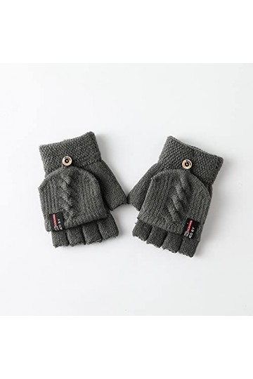 Gants sans Doigts en Tricot - Gants dhiver Unisexe en Jacquard Épais Et Chauds - Femmes Hommes Mitaines De Protection Contre