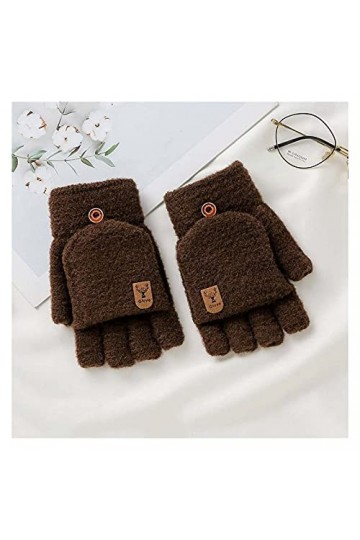 Gants sans Doigts en Tricot - Gants De Demi-Doigts Chauds Unisexe Automne-Hiver - Femmes Hommes Mitaines De Protection Contre