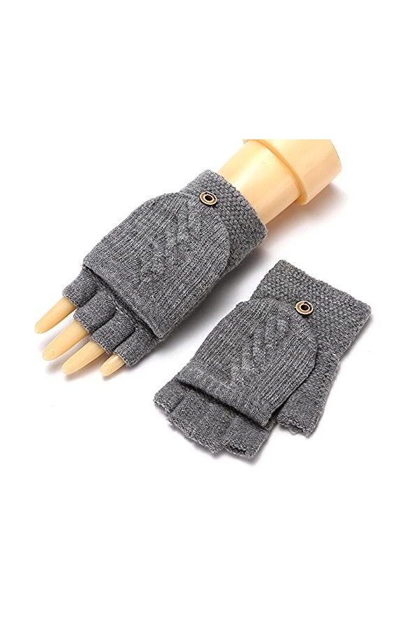Gants sans Doigts en Tricot - Gants Unisexes Automne-Hiver Chauds À Demi-Doigts - Femme Homme Mitaines Jacquard De Protection