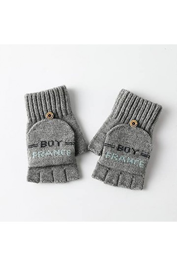 Gants sans Doigts en Tricot - Gants dhiver Unisexe Chauds Et Épais À Rabat Demi-Doigt - Femmes Hommes Protection Contre Le F