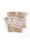 Gants en Tricot À Demi-Doigts - Automne Hiver Chaud Motif Flocon De Neige Gants sans Doigts - Mitaine Extensible Coupe-Vent p