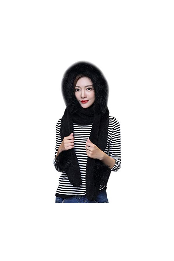 IBLUELOVER Ensemble 3 en 1 Chapeau Echarpe Moufle Femme Fille Bonnet Hiver Chaud en Peluche Chapeau Chapka Cagoules avec Foul