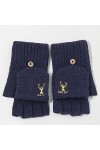Gants en Tricot À Demi-Doigts - Automne Hiver Couverture À Rabat Chaud Motif Elk Gants sans Doigts - Mitaine Épaisse Coupe-Ve