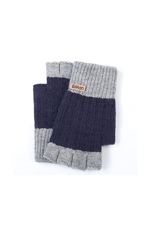Gants Demi-Doigts en Tricot - Gants sans Doigts Chauds Et Épais Coupe-Vent Automne-Hiver - pour Hommes, Femmes, Sports De Ple