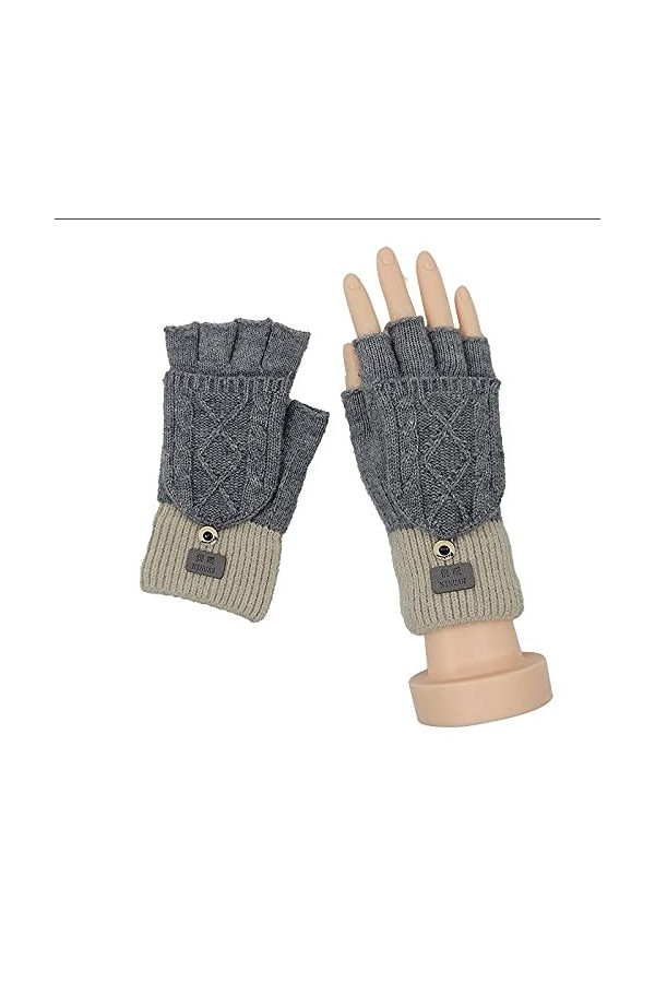 Gants Demi-Doigts en Tricot - Gants Chauds sans Doigts en Jacquard Automne-Hiver - Mitaine Extensible Coupe-Vent pour Hommes,