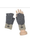 Gants Demi-Doigts en Tricot - Gants Chauds sans Doigts en Jacquard Automne-Hiver - Mitaine Extensible Coupe-Vent pour Hommes,