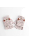 Gants sans Doigts en Tricot - Couverture À Rabat pour Dames, Oreilles De Chat Mignonnes, Gants en Laine À Demi-Doigts - Gants