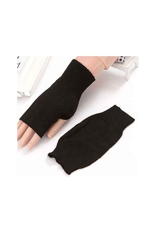 Gants sans Doigts en Tricot - Gants De Poignet Confortables Et Doux Et Chauds Gants sans Doigts dhiver - Mitaines De Mode po