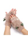 Gants sans Doigts en Tricot - Doux Et Confortable Bois Mignons dhiver Gants À Demi-Doigts - Mitaines De Mode pour Dames pour