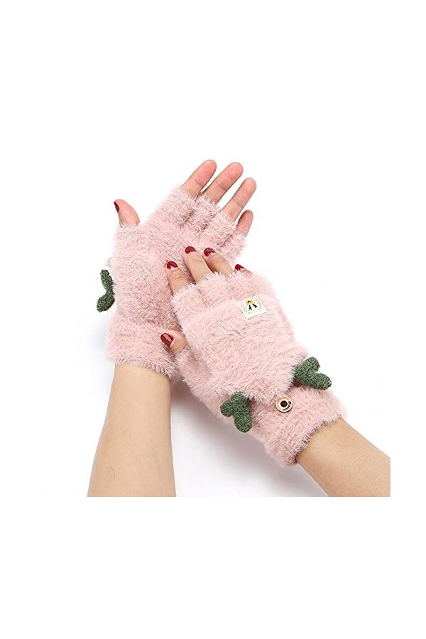 Gants sans Doigts en Tricot - Doux Et Confortable Bois Mignons dhiver Gants À Demi-Doigts - Mitaines De Mode pour Dames pour