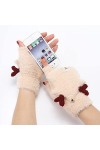 Gants sans Doigts en Tricot - Doux Et Confortable Bois Mignons dhiver Gants À Demi-Doigts - Mitaines De Mode pour Dames pour