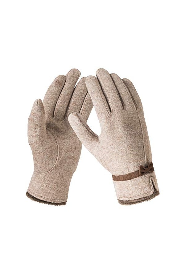 Bequemer Laden Gants dhiver en tricot de laine pour femmes chauffe-mains à écran tactile avec doublure en polaire chaude
