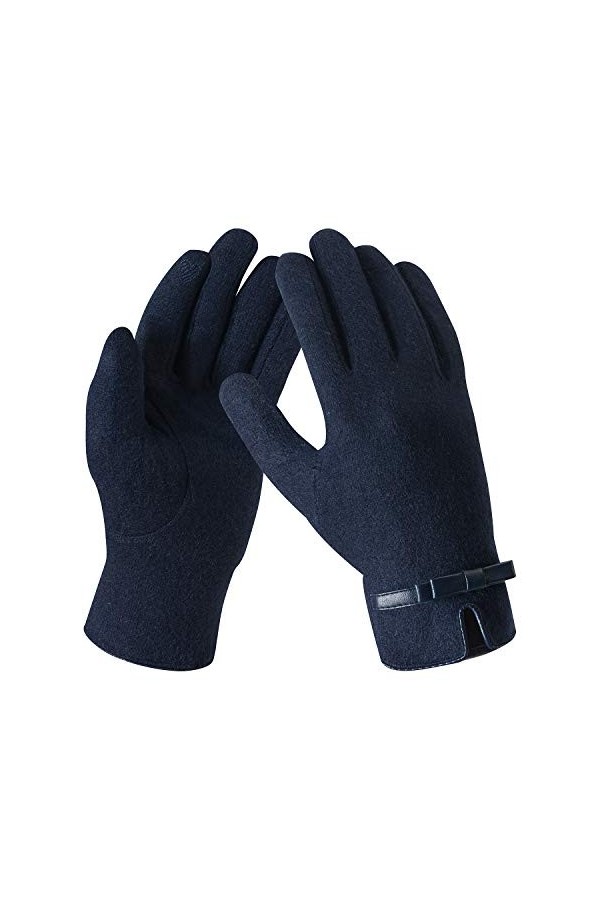 Bequemer Laden Gants dhiver en tricot de laine pour femmes chauffe-mains à écran tactile avec doublure en polaire chaude