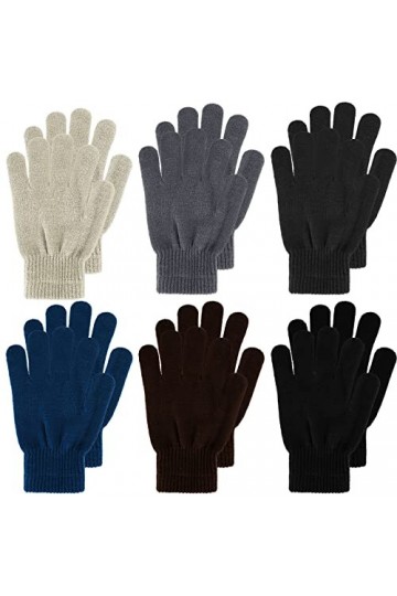 Boyiee 6 Paires Gants Tricotés Gants Chauds dHiver Gris Foncé, Gris Clair, Kaki, Café, Vert, Noir, M 