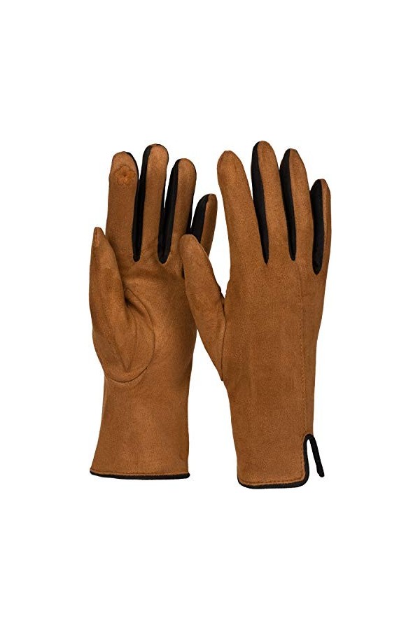 styleBREAKER Gants à écran tactile pour femmes avec contraste de couleurs et doublure polaire, gants thermiques chauds, hiver