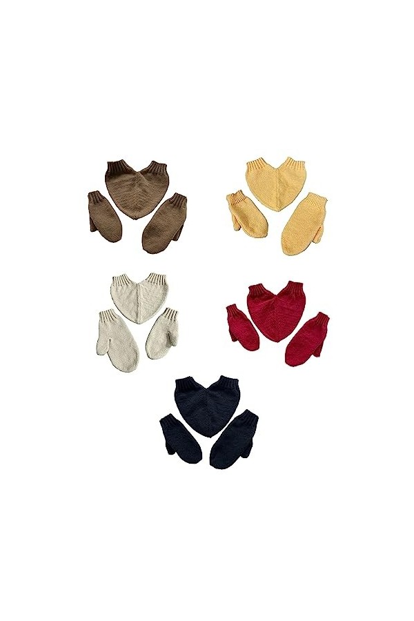 Gants dhiver tricotés à longueur de poignet - Mitaines dhiver extensibles et chaudes avec design de maintien de la main pou