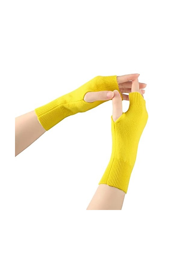 Larcele BZST-02 Gants pour femme en cachemire - Jaune - taille unique