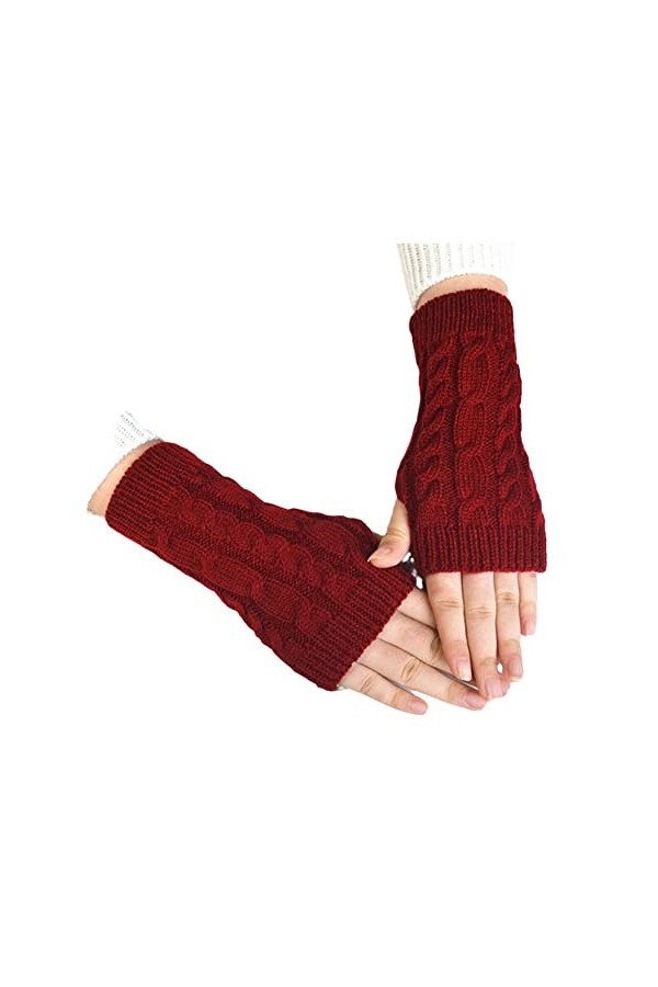 Weievarb Gants dhiver - Hiver Protection Contre Le Froid Épaississement Gants Chauds sans Doigts Doux Chaud Bras À Tricoter 