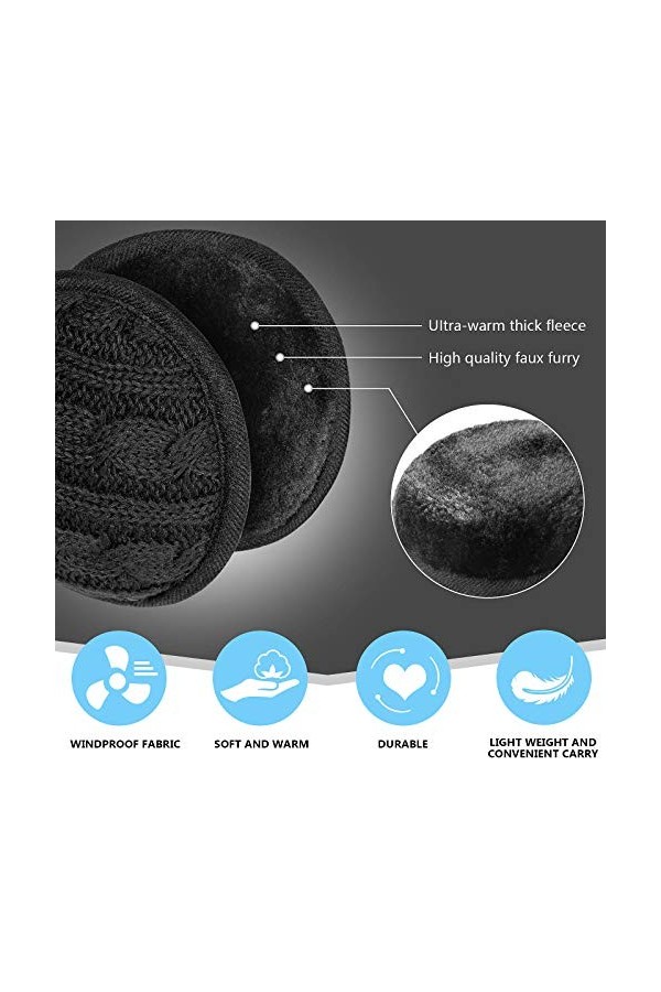 WolinTek Cache-Oreilles Chauds, Cache Oreilles Unisexe,Cache Oreilles Pliables avec Tricoté Chaud,Chaud Cache-Oreilles en Pol