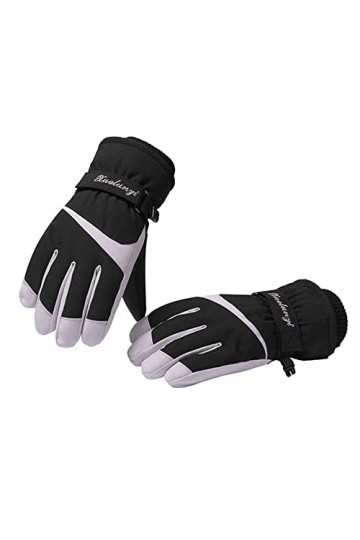 Moufles de ski pour femme - En peluche épaisse - Coupe-vent - Imperméable - Pour léquitation - Pour temps froid, Noir , tail