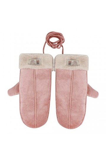 Moufles dhiver thermiques en daim pour femme avec doublure polaire et revers à larrière, 7273+Rose, taille unique