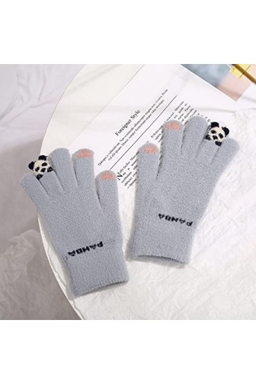 Weievarb Gants dhiver - Automne Hiver Enfant Gris Gants Aldult Kawai Protection Contre Le Froid Gants dhiver en Peluche Str
