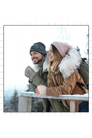 3 Paires Gants sans Doigts dHiver Mitaines Chauffe-Poignets Thermiques Mitaines Tricotées avec Trou de Pouce, 3 Couleurs