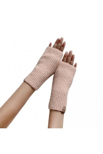 Gants Sans Doigts Pour Femmes Mitaines Thermiques DHiver Avec Trou Pour Le Pouce Gants Chauffe-Poignets De Couleur Unie Gant