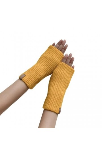 Gants Sans Doigts Pour Femmes Mitaines Thermiques DHiver Avec Trou Pour Le Pouce Gants Chauffe-Poignets De Couleur Unie Gant