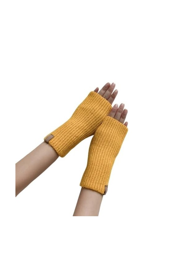 Gants Sans Doigts Pour Femmes Mitaines Thermiques DHiver Avec Trou Pour Le Pouce Gants Chauffe-Poignets De Couleur Unie Gant