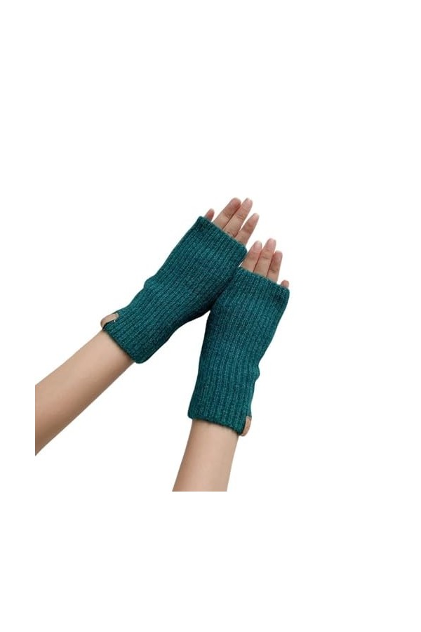 Gants Sans Doigts Pour Femmes Mitaines Thermiques DHiver Avec Trou Pour Le Pouce Gants Chauffe-Poignets De Couleur Unie Gant