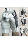 Gants au crochet rétro tricotés pour femmes, automne gants solides faits à la main moufles pour femmes blanc, taille unique 