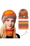Achort Chauffé Bonnet Tricoté Chapeau Hiver Bonnet Chapeau Écharpe dhiver Cap Tricot Laine épais élastique Chauffe-Cou pour 