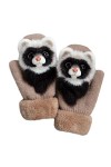 Myya Gants dhiver tricotés pour homme et femme - Motif animal de dessin animé 3D - Doublure en peluche épaisse - Coupe-vent 