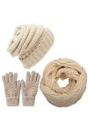 LYworld Femme Hiver Tricotés Bonnet Écharpe et Gants Ensemble Chauffant Bonnet Tricot Écharpe avec Gants décran tactile,3 Pi