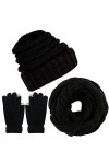 LYworld Femme Hiver Tricotés Bonnet Écharpe et Gants Ensemble Chauffant Bonnet Tricot Écharpe avec Gants décran tactile,3 Pi
