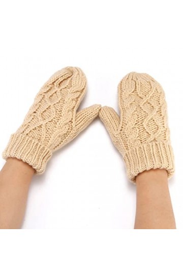 TJOIUY Gants dhiver Femmes Mode Tricot Torsion Fleurs Mitaines Hiver Femme Licou Cou épaissir Chaud Jeunesse Plein Doigt Gan