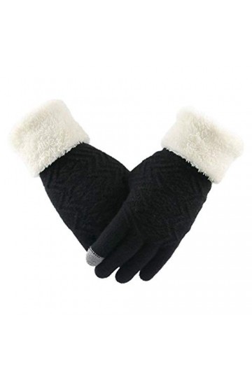 AiKoch Femmes Gants Tricotés Mitaines Écran Femme dhiver Épaissir Tactile Gants Chaud Dames Doigts Pleine Fleur Souple Stret
