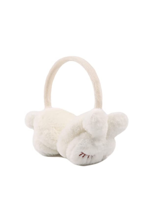 XIAOHAWANG Hiver Cache Oreille Pour Fille Garçon Chaud Peluché Cache-Oreille Pliable Enfant Lapin,Vieux Rose