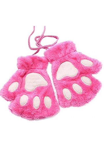 Gants Patte De Chat Mitaines En Fausse Fourrure Gants En Peluche Mitaines Hiver Chaud Demi-doigt Gants Mignon Patte De Chat C