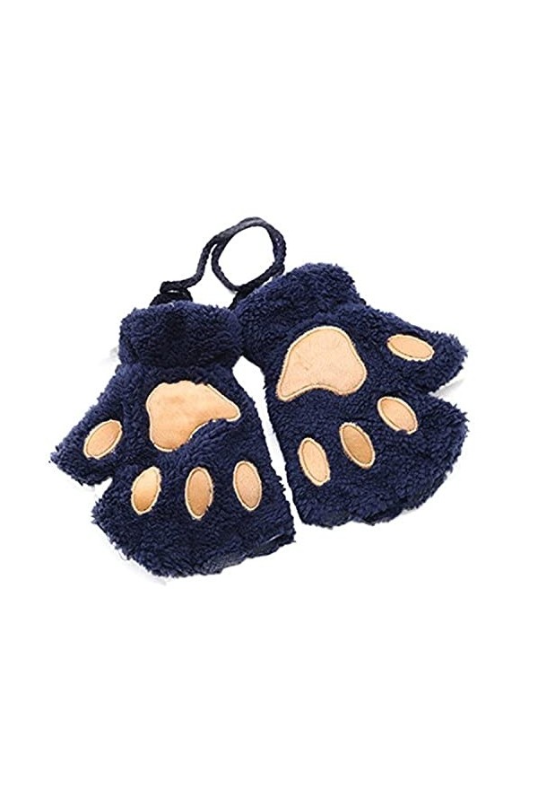Gants Patte De Chat Mitaines En Fausse Fourrure Gants En Peluche Mitaines Hiver Chaud Demi-doigt Gants Mignon Patte De Chat C