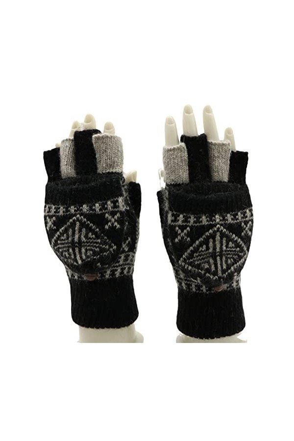 Liyinco Gants sans Doigts pour Femmes, Gants dhiver en Tricot Coupe-Vent à écran Tactile Demi-Doigts, Gants Chauds pour écri