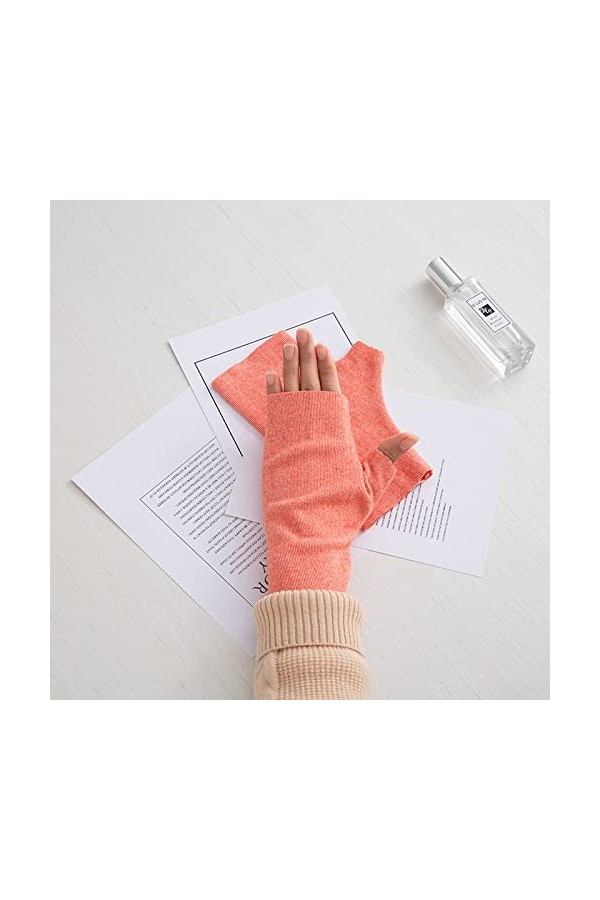 Liyinco Gants dhiver en Polaire Double Face Demi-Doigts, Gants Chauds sans Doigts pour Poignet, Gants Courts décriture pour