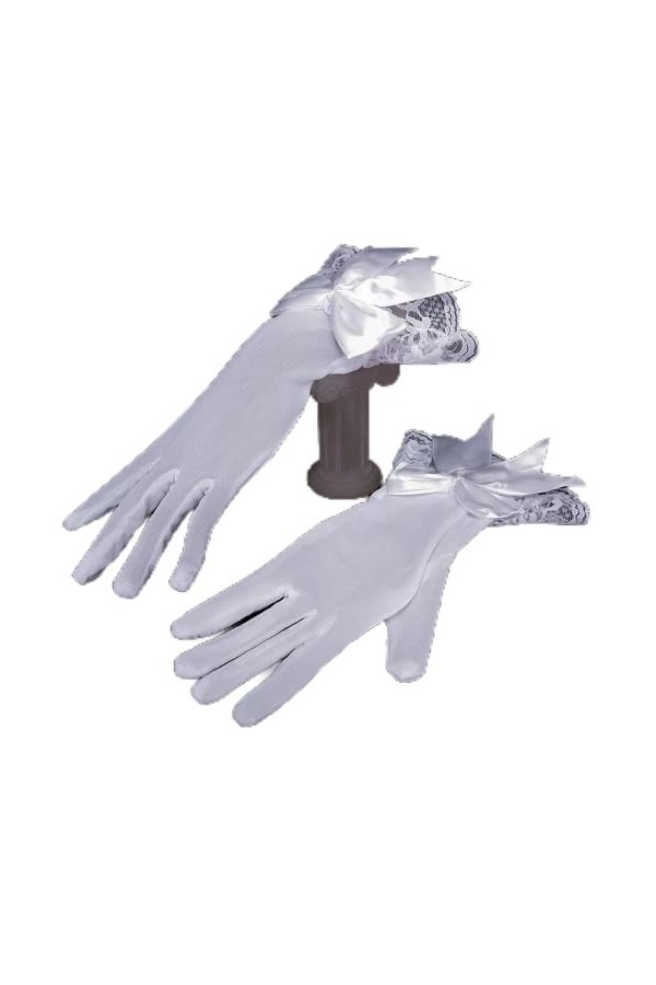 Reocahoo Gants Mariée Gants en Maille de Dentelle pour Femmes ， Gants de Poignet Blancs pour Femmes Gant de Mariage à Gros nœ