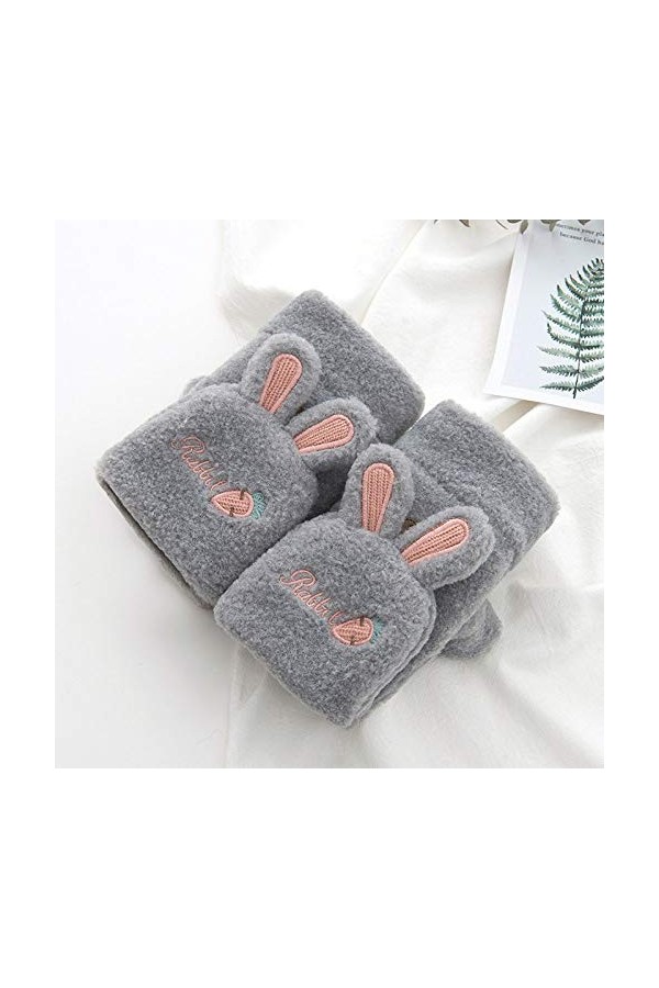Gants sans Doigts pour Femmes,Mignon Lapin Hiver Gants Thermiques pour Fille Gants sans Doigts Écran Tactile Mitaines Tricoté