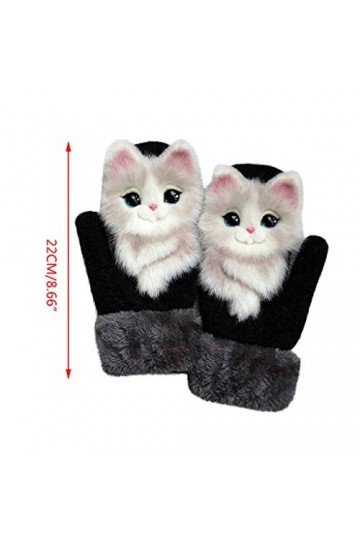 Myya Gants dhiver tricotés pour homme et femme - Motif animal de dessin animé 3D - Doublure en peluche épaisse - Coupe-vent 