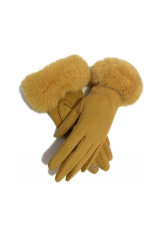umass Gants dhiver chauds pour femme - Gants de conduite à la main élégants en daim - Gants dhiver pour écran tactile - Mou