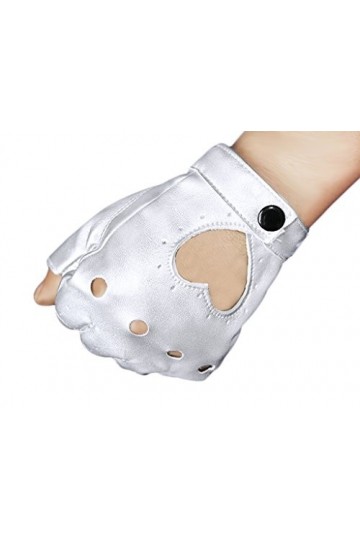 Femme Punk Hip Hop Gants sans doigts Gants moufles en PU Cuir pour Scène, fête, club, festivals, Noël - Argenté - One Size