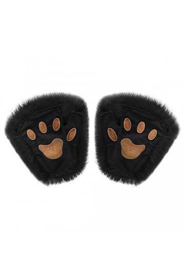 FakeFace Home Mitaines moelleuses pour femme et fille - Moufles dhiver - Chats - Ours et chats - Renard - Chauds - Demi-doig